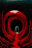 Placeholder: A dark red molten underground designed in Bayeux tapestry painted by Rene Magritte