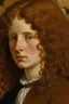 Placeholder: Portrait of a white woman with brown curly hair by Van Gogh