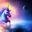 Placeholder: a unicorn in space. heart shaoped nebula backround