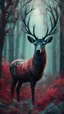 Placeholder: mint color deer in the forest, in the style of dark fantasy creatures, dark red and light black, hyper-realistic atmospheres, vibrant color gradients, alois arnegger, uhd image, gothic dark and ornate