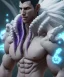 Placeholder: unreal 5, avatar, goku, white and purple hair, fighting pose, muscular body, shirtless, volumetric details, hyper realism