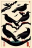 Placeholder:  a group of crows that are on top of each other, a poster by Nōami, ukiyo-e, anime aesthetic, minimalist.