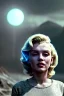 Placeholder: Ultra Realistic retro sci-fi 1960 scene, waist up view portrait, blonde woman, sweet young Marilyn Monroe face, perfect iris, tight latex coat, alien planet background, Retro sci-fi tight style, sphere dron, fog, rain, soft color, highly detailed, unreal engine 5, ray tracing, RTX, lumen lighting, ultra detail, volumetric lighting, 3d, finely drawn, high definition, high resolution.