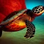 Placeholder: Turtle deep water lights night, unreal 5, octane render, cinema4d, redshift render, hyper realistic, cenematic, vibrancy, synthwave, retouch, centered, dynamic lighting, dramatic lighting, 4k, highly detailed, attractive beautiful, realistic, virtual reality, epic composition, holographic,