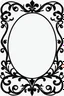 Placeholder: silhouette of an ornamental oval picture frame, black on white vector