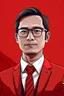 Placeholder: berdasarkan foto yang saya upload berikan versi terbaiknya dalam versi formal dengan background merah saya menggunakan kacamata dan saya orang indonesia