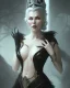 Placeholder: old evil queen in black leather gown, femme fatale, volouptous, busty, cleavage, angry, emperious, 8k resolution concept art portrait by Greg Rutkowski,