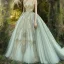 Placeholder: stunning couture gown designed by Marchesa inspired by fairytales, realistic epic fantasy colors, detailed, high quality, intricate, fantasyland background,