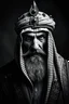 Placeholder: Persian king old school sheikh evil ruler dark theme portrait black white