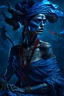 Placeholder: Bosch nightmares paint inf style Title: "gypsy dancer, all in blue background , insanely detailed octane render trending on artstation, 8k artistic photography, photorealistic concept art, soft natural volumetric cinematic perfect light, chiaroscuro, award-winning photograph, masterpiece, oil on canvas, Raphael, Caravaggio, Greg Rutkowski, people, beksinski, Giger