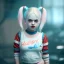 Placeholder: Cute baby character harley quinn, photo realistic, unreal engine, cinematic lighting 8k --v 4