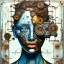 Placeholder: an abstract painting of rusted clocks, by lucian freud, rust, scaffolding, iron cladding, decay, mixed media, textured, anatomically correct, beautiful woman perfect face, blue eyes, sharp focus, highly detailed