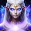 Placeholder: cosmic mage, elf, male, battle mage, cosmic sword, epic, cosmic magic, staff, long ears, white hair, face details, odd-eyes, dark skin