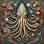 Placeholder: pronounced mosaic textures, Enhanced surrealism, weirdcore aquatic squid contrivance, unregulated absurdity, by Desmond Morris and Max Weber, mind-bending neo-surrealist image, surreal mosaic art,