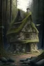 Placeholder: A house made of stone and mud in the middle of the forest, by Disney