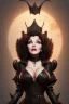 Placeholder: Joan Collins as evil queen in black leather, leather, busty, cleavage, angry, stern look. character design by cory loftis, fenghua zhong, ryohei hase, ismail inceoglu and ruan jia. unreal engine 5, artistic lighting, highly detailed, photorealistic, fantasy