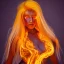 Placeholder: woman made of fire, fire angel, fire clothes, full body portrait, long flowing yellow hair, highly detailed, real life photo, photo quality, extremely detailed, highly detailed, 8K, crisp quality