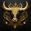 Placeholder: Awesome logo of a Bull's head, line art, gold and black. black background with lots of gold stars detailed matte painting, deep color, fantastical, intricate detail, splash screen, complementary colors, fantasy concept art, 8k resolution trending on Artstation Unreal Engine 5 abstract vector fractal, wave function, Zentangle, 3d shading