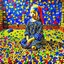 Placeholder: "Girl with a Pearl Earring" famous painting with scattered LEGO toys on the floor.