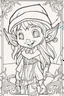 Placeholder: coloring page for kids, Elves, cartoon style, thick outline, low details, no shading