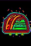 Placeholder: Craft an simplified flat image of a stylized taco, using unbroken fixed-width lines and balanced, minimalist clip art aesthetics, icon for neon sign, no shading