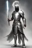 Placeholder: A male human warrior that wear a silver set of armour and, a silver Greek helmet and holding a longsword on his hand. He also has a White aura coming from his armour