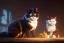 Placeholder:  cats near Christmas tree, high-quality, fine-detail, intricate, digital art, detailed matte, volumetric lighting, dynamic lighting, 3D octane render, Marc Adamus, Ann Prochilo, Romain Veillon,