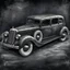 Placeholder: An old classic car 1900 a full side view , Hyper Realistic Aerial Grungy Dark-Grey Brush strokes on a dark rustic background with charcoals