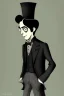 Placeholder: black haired dandy wizard in the style of charles addams