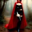 Placeholder: fullbody portrait 'beautiful sexy busty mature Red Riding Hood',wearing black skintight latex suit,hyperrealistic skin,Hyperrealistic Big eyes,painting by gaston bussiere, greg rutkowski, yoji shinkawa, yoshitaka amano, tsutomu nihei, donato giancola, tim hildebrandt, oil on canvas, cinematic composition,sharp image, extreme detail,((fit full head inside picture)),32k