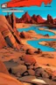 Placeholder: a red blooded desert valley landscape marvel comics style