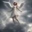 Placeholder: white angel, heaven, big clouds, lightning, realistic, 8k