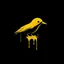 Placeholder: very minimalistic logo of a yellow bird, dripping blood over black background