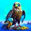 Placeholder: A full body of an eagle with the head of a lion, anthropomorphic,Animal Hybrid, Surreal landscape