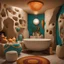 Placeholder: A whimsical and vibrant Nubian-style rustic bathroom featuring white cave rocks as decor. The room showcases colorful artistic Nubian furniture, intricate patterns, and designs under warm lighting. Cozy seating arrangements invite you in, creating a visually stunning and culturally rich aesthetic. With a playful and eclectic atmosphere, mixing textures and colors, the room exudes an epic realism in cinematic 8K quality.