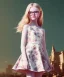 Placeholder: Elle fanning toddler, full body, city background, floral dress, dramatic lighting, hyper realistic