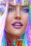 Placeholder: cosmic woman smile, admiral from the future, one fine whole face, crystalline skin, expressive blue eyes,rainbow, smiling lips, very nice smile, costume pleiadian, Beautiful tall woman pleiadian Galactic commander, ship, perfect datailed golden galactic suit, high rank, long blond hair, hand whit five perfect detailed finger, amazing big blue eyes, smilling mouth, high drfinition lips, cosmic happiness, bright colors, blue, pink, gold, jewels, realist, high commander,ufo rainbow