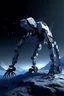 Placeholder: I want an image of a eight legged mechanical walker mech scaling the side of mout everest at night, it has a smooth surface