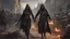 Placeholder: a female sorcerer in black cloth leading an army of rotting zombies through a burning medieval city. magic. fantasy setting. armor melted into the skin. blood. intense horror. blind terror. scared to death. a masterpiece, fantasy concept art, dynamic lighting, hyperdetailed, intricately detailed, deep color, Unreal Engine, volumetric lighting, Epic cinematic brilliant stunning intricate meticulously detailed dramatic atmospheric maximalist digital matte painting