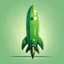 Placeholder: green rocket cartoon stylized