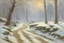 Placeholder: sunny day, ice age movies influence, rocks, trees, gothic, winter, trascendent influence, very epic, concept art, emile claus and auguste oleffe impressionism painting