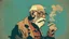 Placeholder: Old man smoking comic style