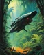 Placeholder: hidden predator [art by John Paul Leon and Bruce Pennington] in the jungle tactic squadron member trained to kill PREDATORS, helicopterus alien with a lot of mini guns