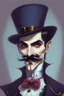 Placeholder: Strahd von Zarovich with a handlebar mustache wearing a top hat acting kawaii