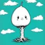 Placeholder: Make black and white cute drawing of a Magic Bean with black bold lines. Show a giant bean big as a tree, sprouting into a magical, spiraling beanstalk reaching into the clouds.