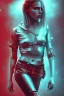 Placeholder: Danish Singer MØ cyberpunk, red tones, high lighting