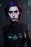 Placeholder: Medieval witch CHRISTINA HENDRICKS dressed in shiny black leather, blade runner, volumetric lighting, particales,highly detailed,cinematic, deep colours,8