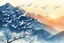 Placeholder: Create * Japanese ink painting + Disney style : white big bird’s murmuration , sunrise in Japanese Mountains , HR, HD, fantasy