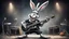 Placeholder: Bugs bunny deppressed doing music rock and roll dark heavy metal on a scene