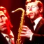 Placeholder: eyes closed REd-haired ron howard is richie from happy days playing the saxophone in a band with his "eyes closed", rock band, Saxophone lip, looking at camera